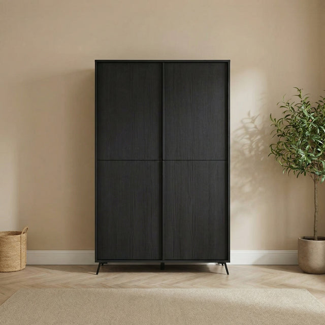 Ravenna 4 Door 104cm Black Oak Tall Sideboard/Highboard - FurniComp