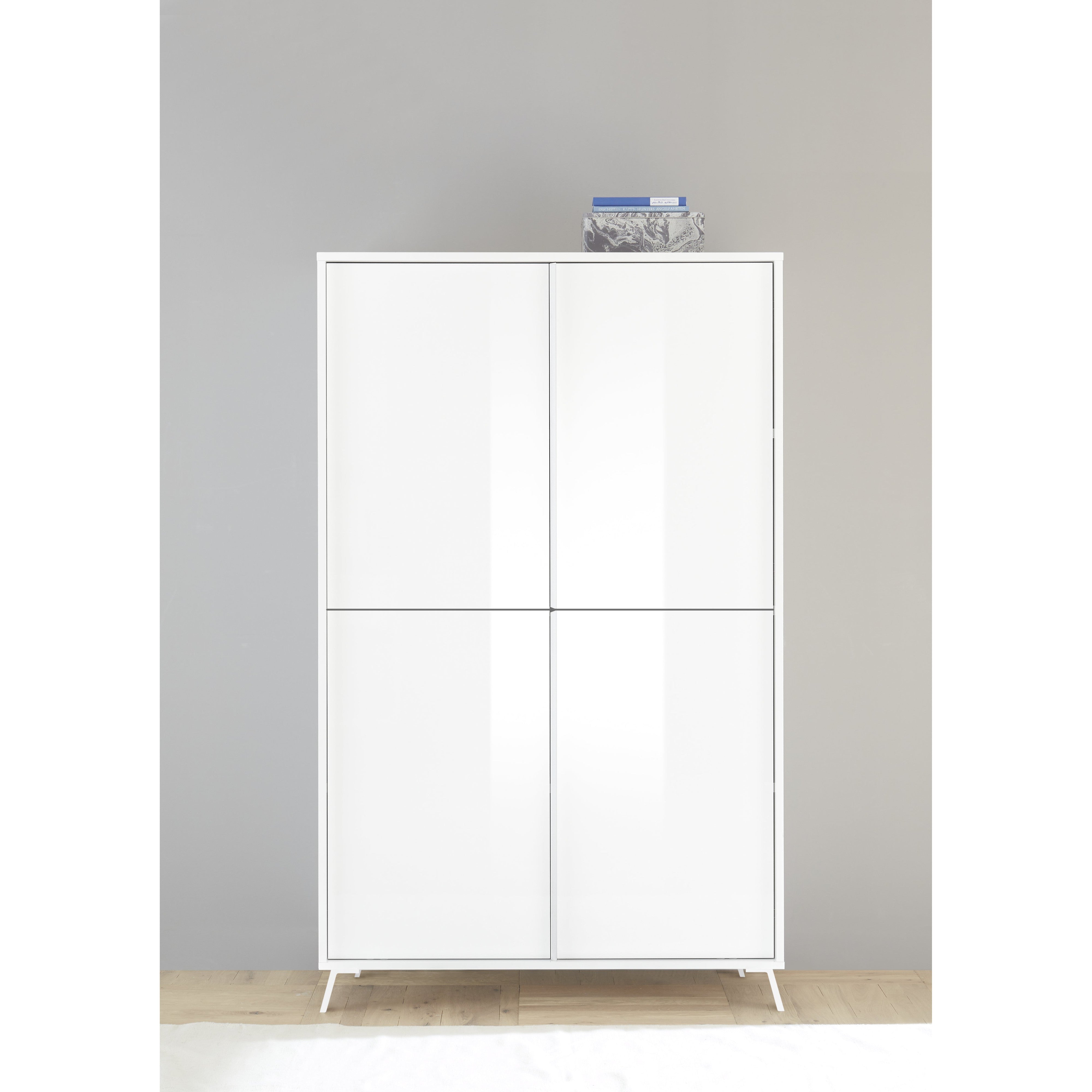 Ravenna 4 Door 104cm White Gloss Tall Sideboard/Highboard - FurniComp