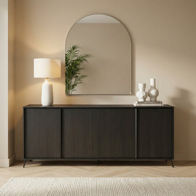 Ravenna 4 Door 205cm Black Oak Large Sideboard - FurniComp