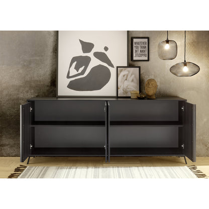 Ravenna 4 Door 205cm Black Oak Large Sideboard - FurniComp