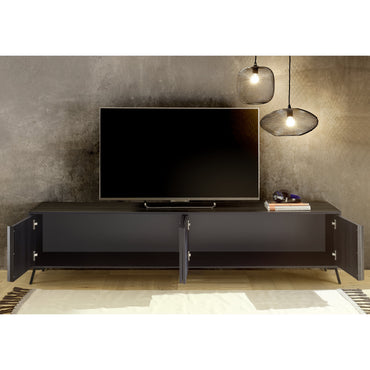 Ravenna 4 Door 205cm Black Oak Large TV Stand - FurniComp