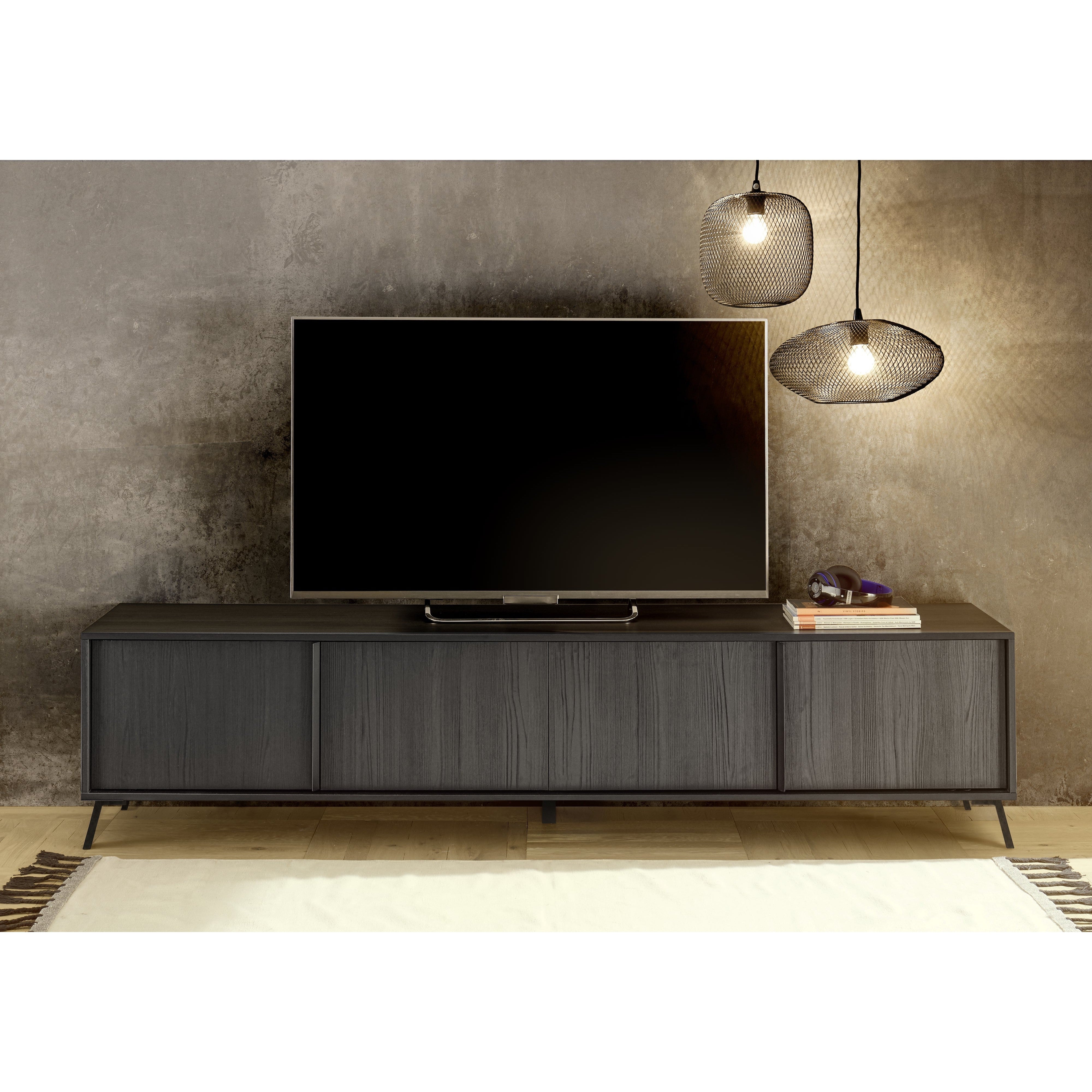 Ravenna 4 Door 205cm Black Oak Large TV Stand - FurniComp