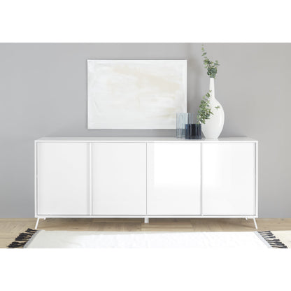 Ravenna 4 Door 205cm White Gloss Large Sideboard - FurniComp