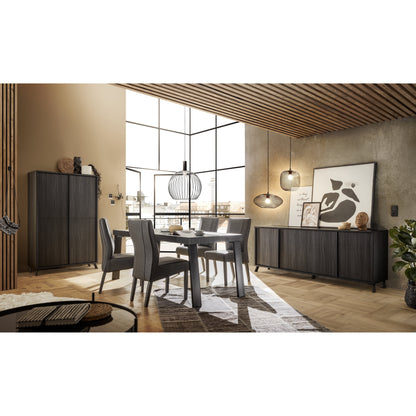 Ravenna 4 Door 205cm Black Oak Large Sideboard - FurniComp