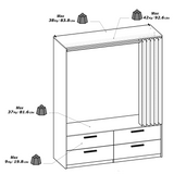 Reed 4 Drawer Open Wardrobe with Rail & Textile Curtain - Matt White & Hamilton Oak - FurniComp