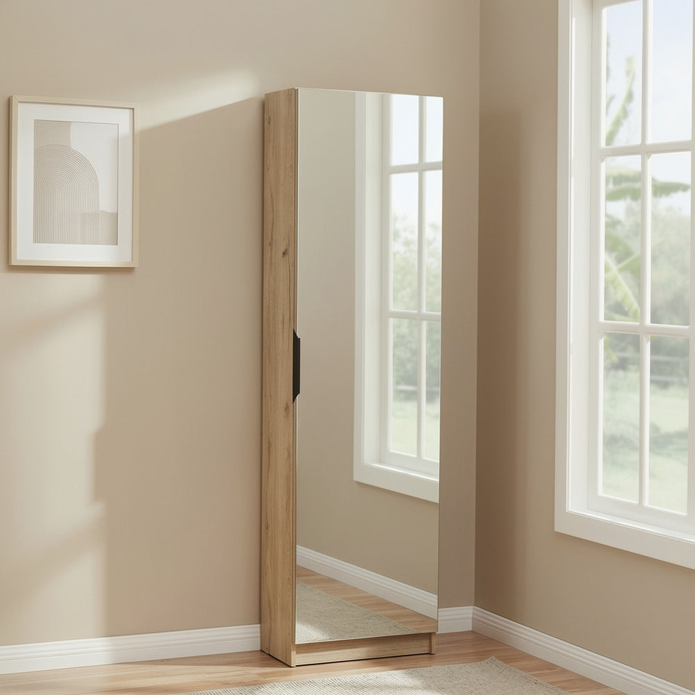 Reflex Royal Oak Tall Mirrored Shoe Cabinet - FurniComp
