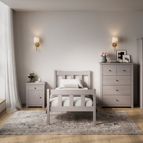 Reid Grey Wooden Bed Frame - FurniComp