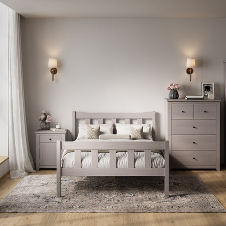 Reid Grey Wooden Bed Frame - FurniComp