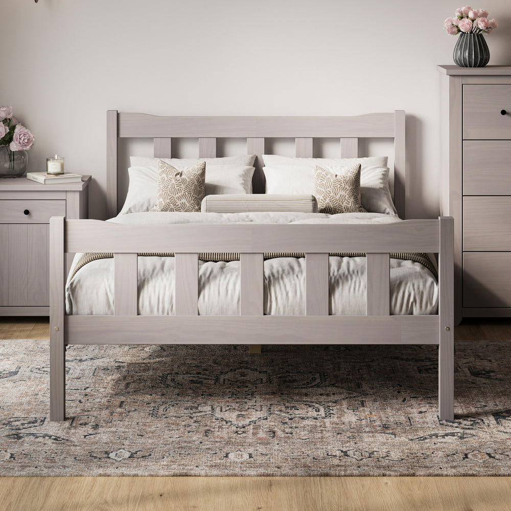 Reid Grey Wooden Bed Frame - FurniComp