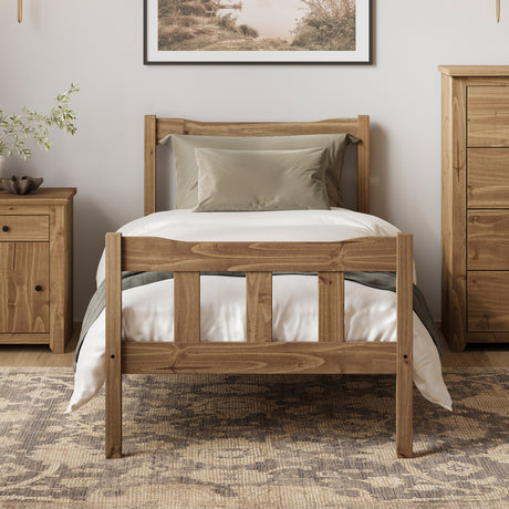 Reid Pine Effect Wooden Bed Frame - FurniComp