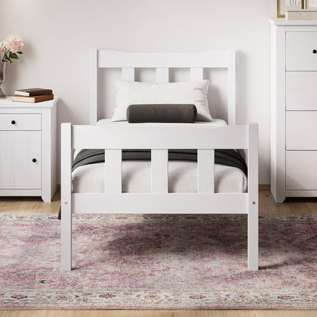 Reid White Wooden Bed Frame - FurniComp