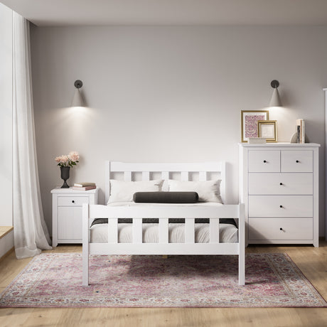 Reid White Wooden Bed Frame - FurniComp