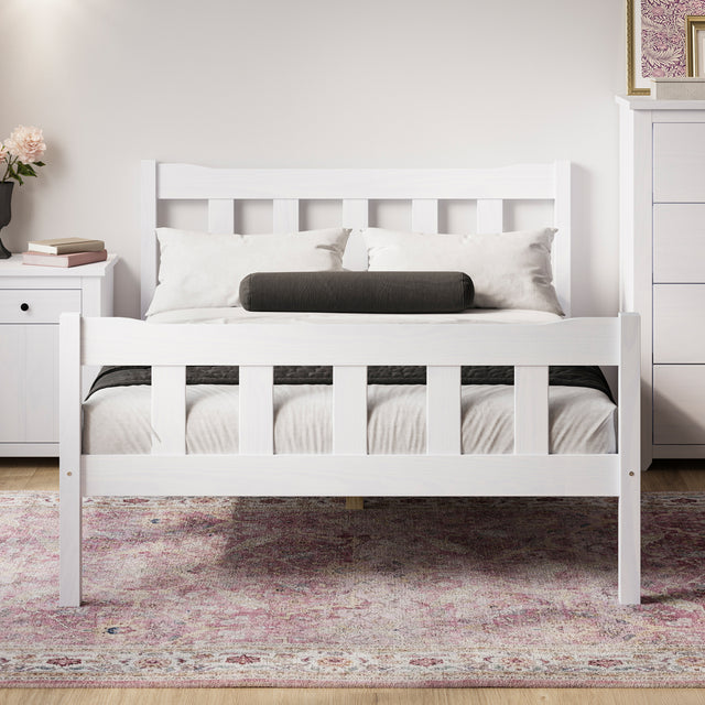 Reid White Wooden Bed Frame - FurniComp