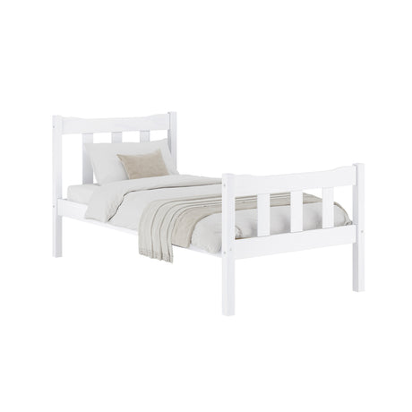 Reid White Wooden Bed Frame - FurniComp
