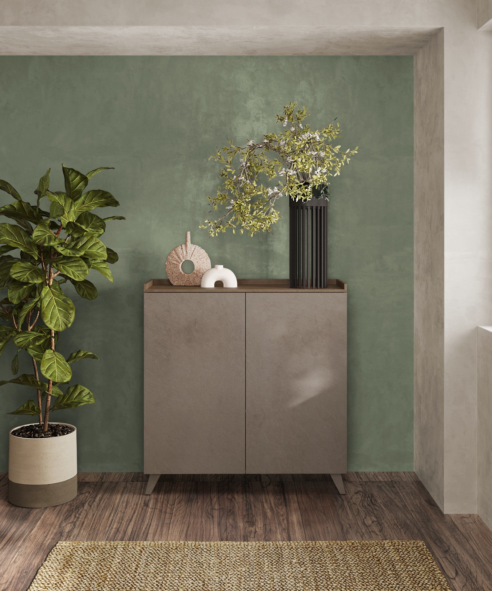 Renato 2 Door Bronze and Mercure Tall Sideboard/Highboard - FurniComp