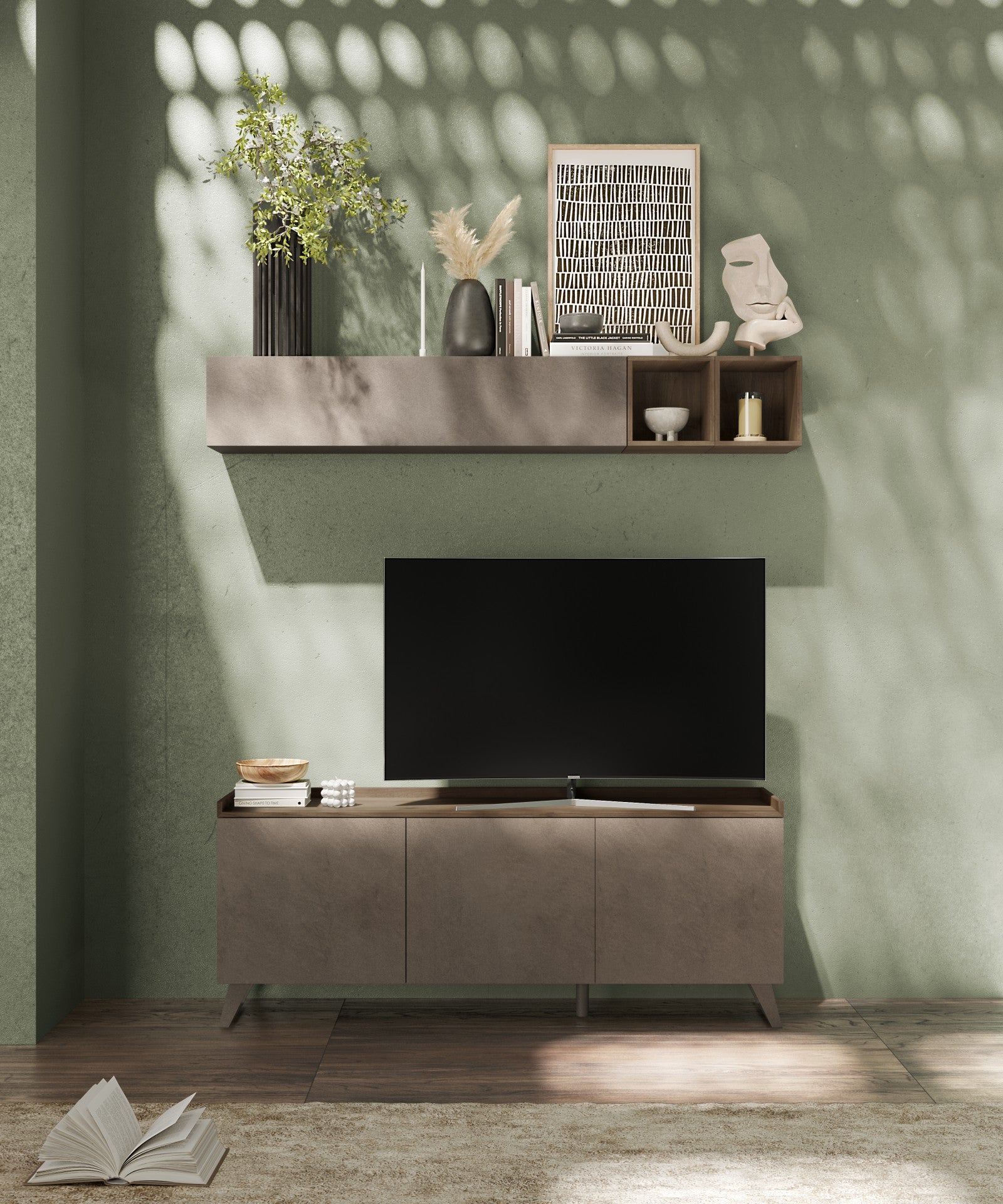 Renato 3 Door Bronze and Mercure TV Stand - FurniComp