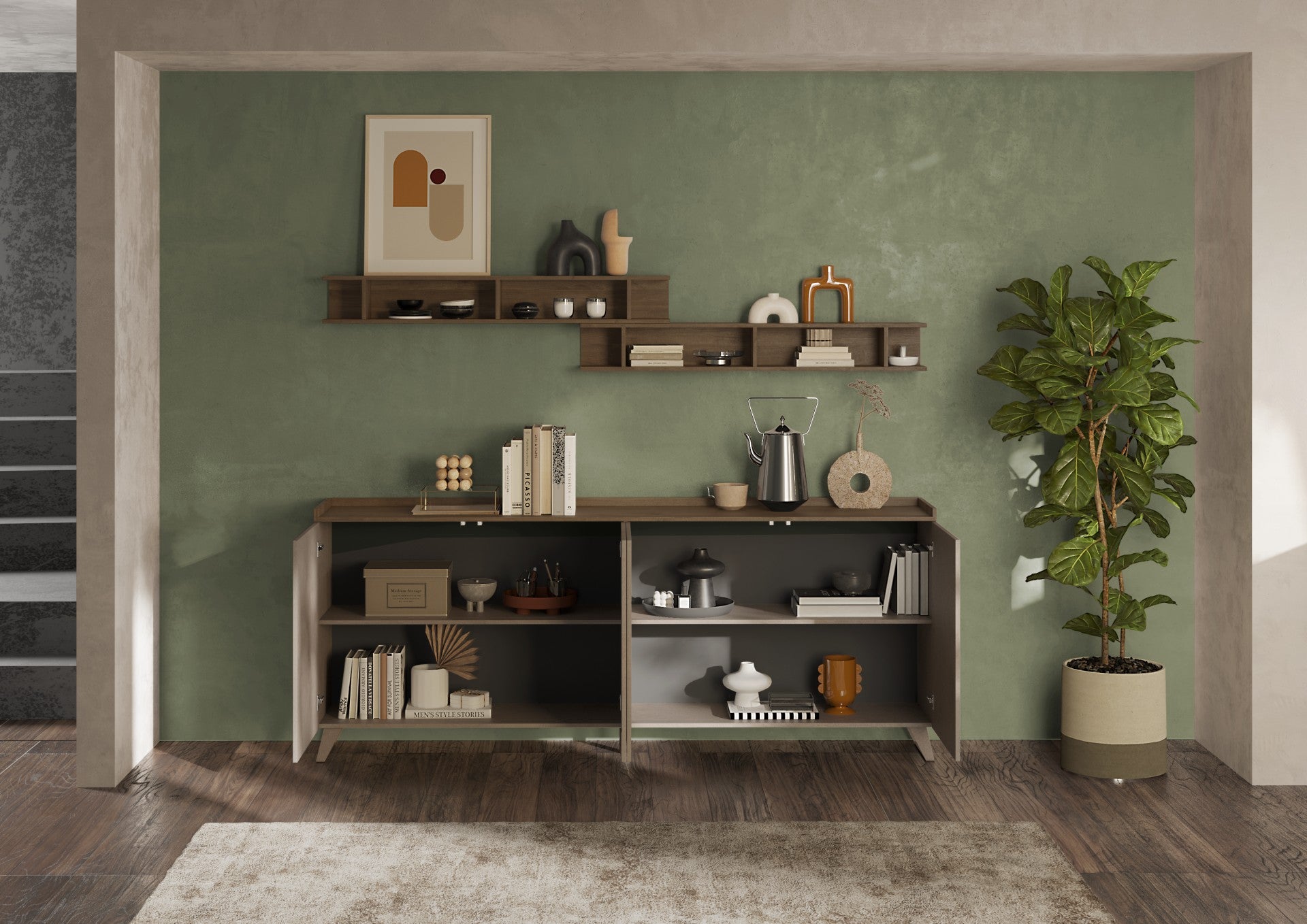 Renato 4 Door Bronze and Mercure Oak Sideboard - FurniComp