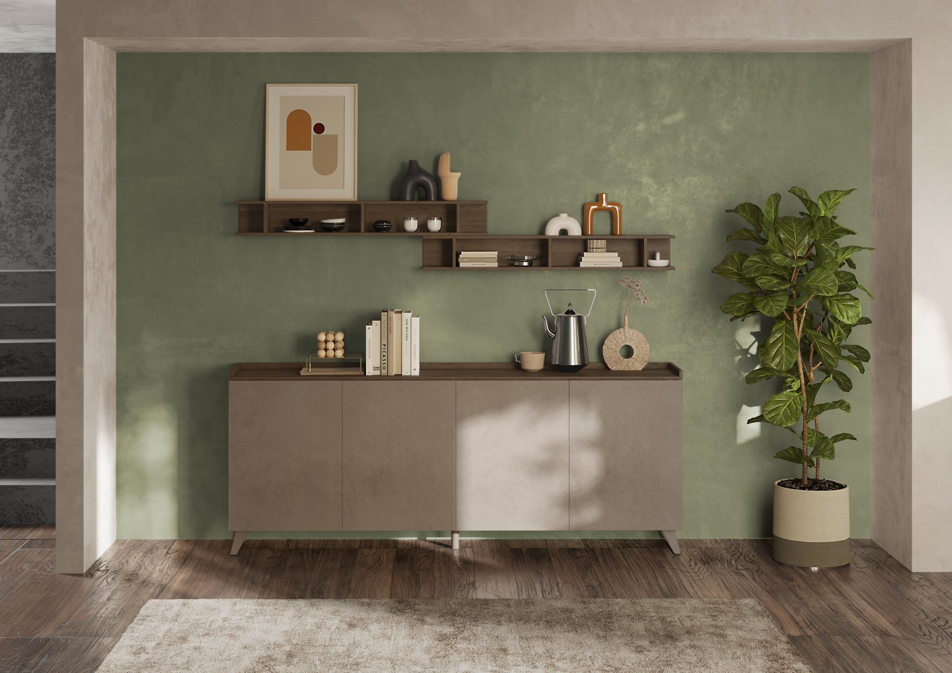 Renato 4 Door Bronze and Mercure Oak Sideboard - FurniComp