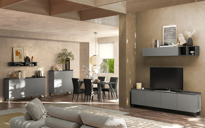 Renato 3 Door Lead and Slate Grey Sideboard - FurniComp