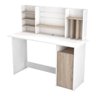 Renee White and Brushed Oak Office Desk with Hutch and Storage - FurniComp