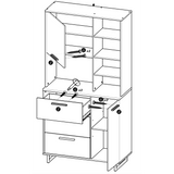 Rhodes Tall Kitchen Pantry Cupboard with Microwave Shelf- Kronberg Oak & Black - FurniComp