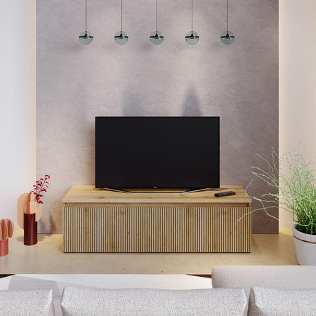 Combo 138cm 1 Drawer Ridged TV Unit - Cadiz Oak - FurniComp