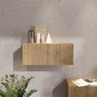 Combo 69cm Horizontal Wall Mounted Ridged Cabinet with Flap Door - Cadiz Oak - FurniComp