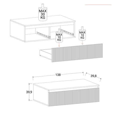 Combo 138cm 1 Drawer Ridged TV Unit - Cadiz Oak - FurniComp