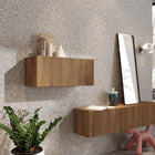 Combo 69cm Horizontal Wall Mounted Ridged Cabinet with Flap Door - Mercure Oak - FurniComp