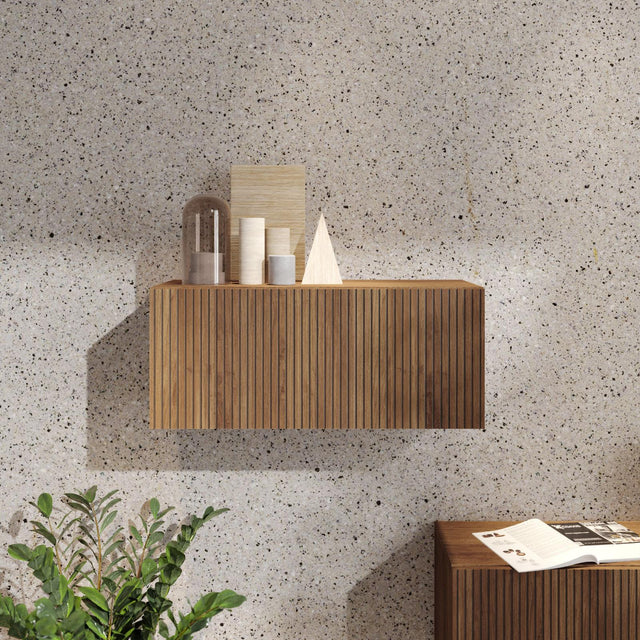 Combo 69cm Horizontal Wall Mounted Ridged Cabinet with Flap Door - Mercure Oak - FurniComp