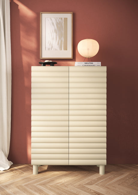 Riley 100cm 2 Door Tall Sideboard/Highboard- Cream - FurniComp