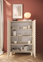Riley 100cm 2 Door Tall Sideboard/Highboard- Cream - FurniComp