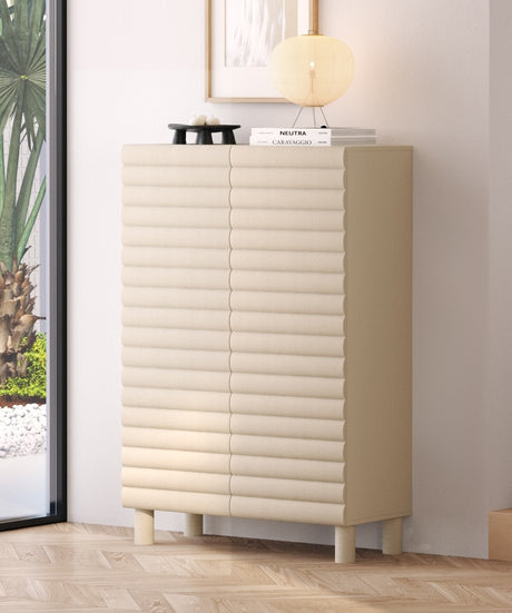 Riley 100cm 2 Door Tall Sideboard/Highboard- Cream - FurniComp