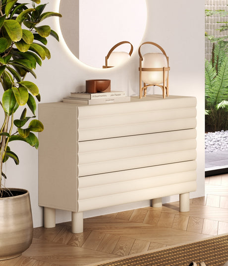 Riley 100cm 3 Drawer Chest of Drawer- Cream - FurniComp