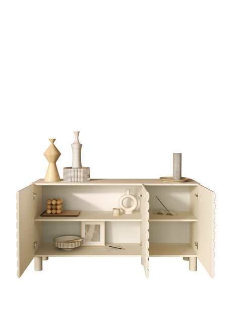 Riley 150cm 3 Door Sideboard- Cream - FurniComp