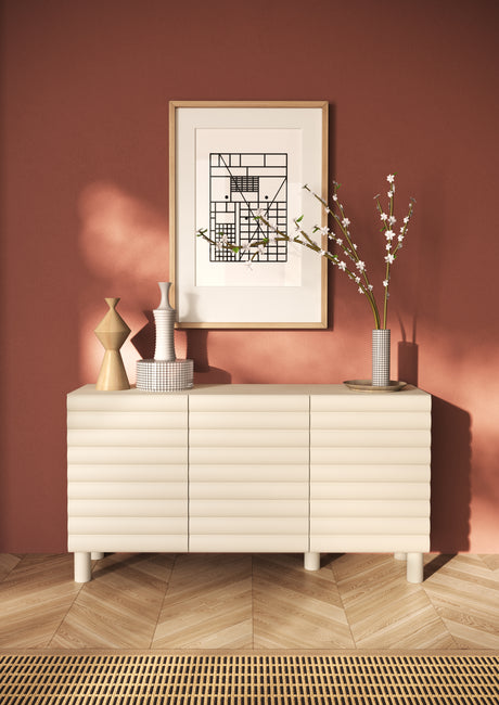 Riley 150cm 3 Door Sideboard- Cream - FurniComp