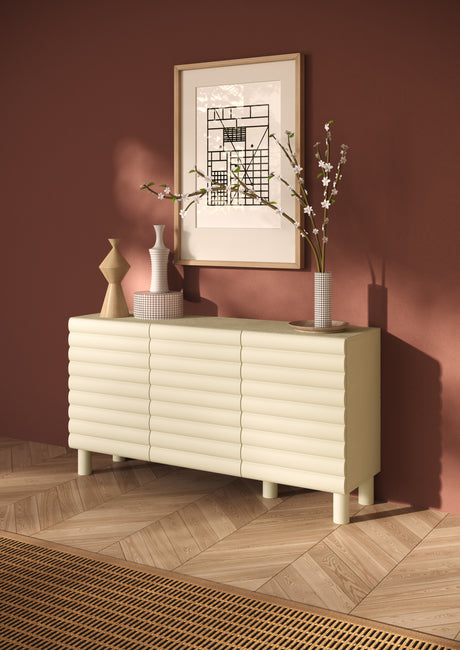 Riley 150cm 3 Door Sideboard- Cream - FurniComp