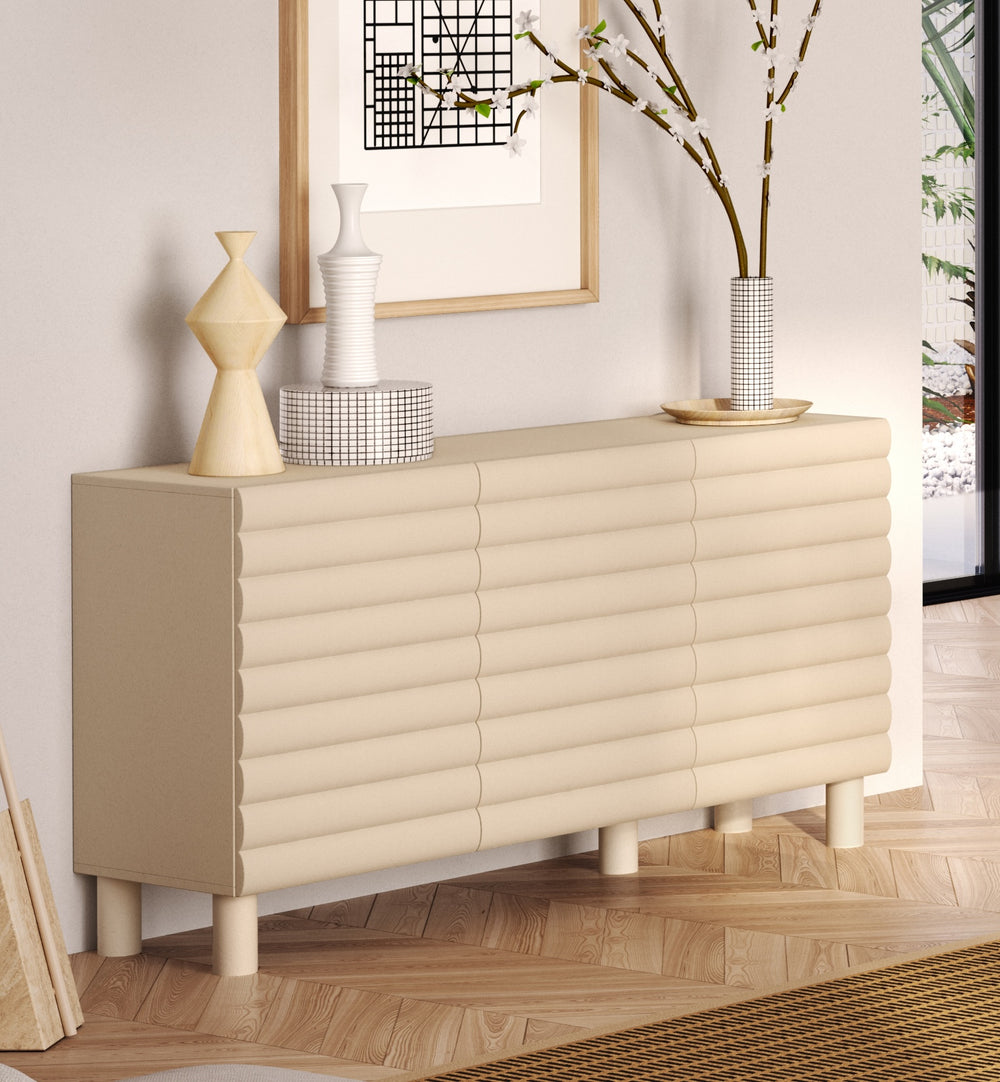 Riley 150cm 3 Door Sideboard- Cream - FurniComp