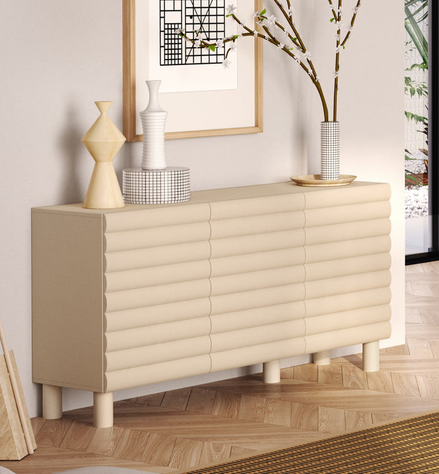 Riley 150cm 3 Door Sideboard- Cream - FurniComp