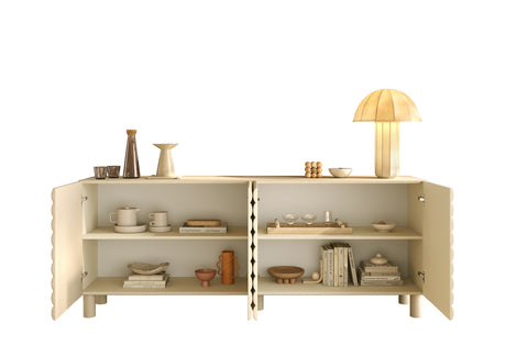 Riley 200cm 4 Door Large Sideboard- Cream - FurniComp