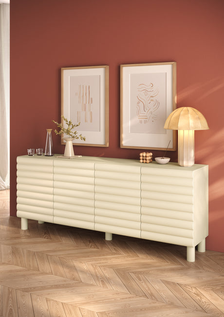 Riley 200cm 4 Door Large Sideboard- Cream - FurniComp