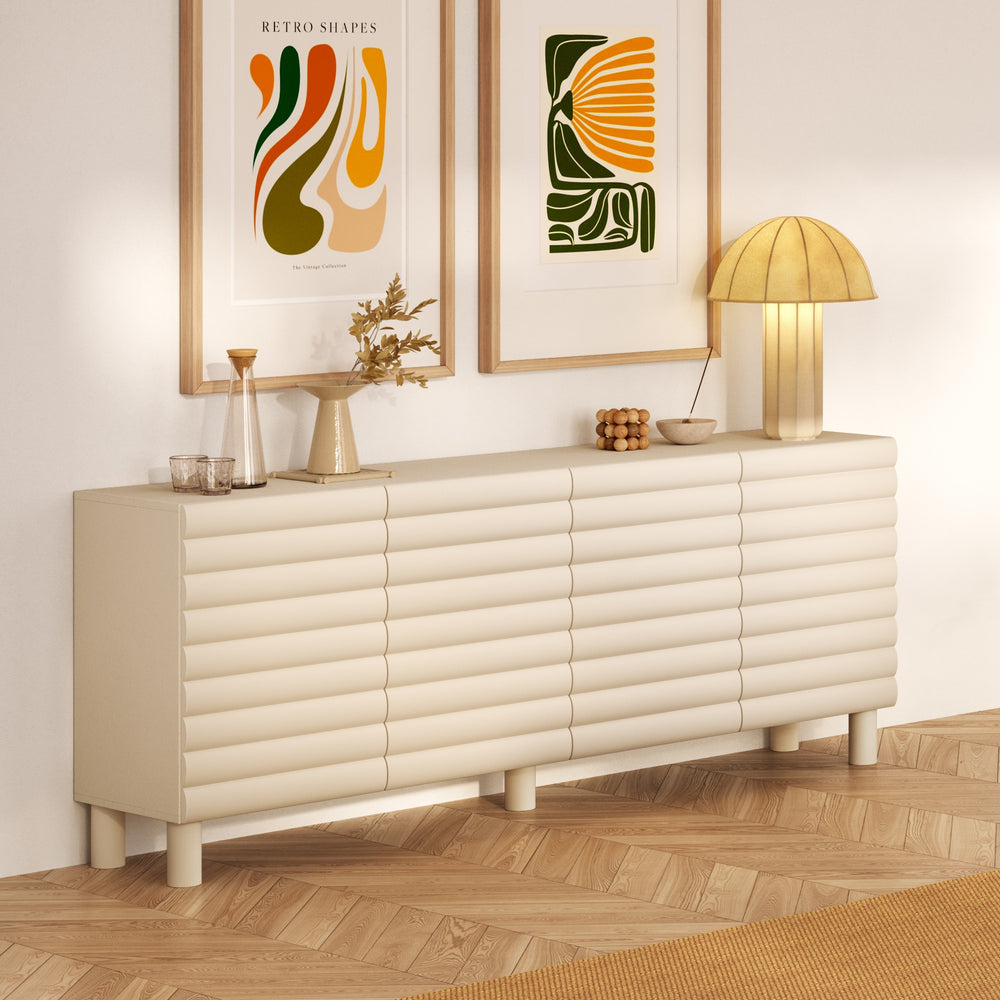 Riley 200cm 4 Door Large Sideboard- Cream - FurniComp