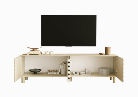 Riley 200cm 4 Door Large TV Unit- Cream - FurniComp
