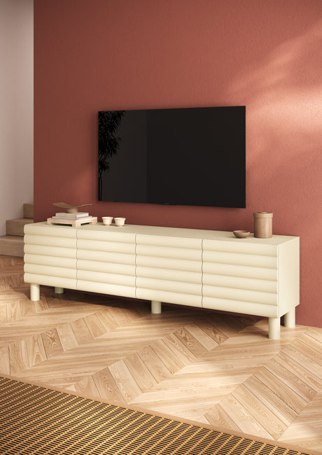 Riley 200cm 4 Door Large TV Unit- Cream - FurniComp