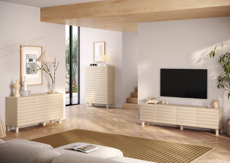 Riley 200cm 4 Door Large Sideboard- Cream - FurniComp