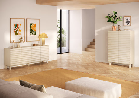 Riley 150cm 3 Door Sideboard- Cream - FurniComp