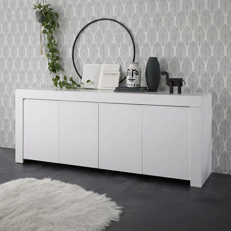 Roma Matt White 4 Door Sideboard - FurniComp