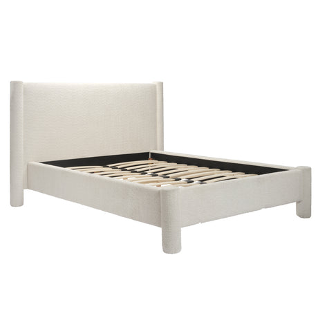 Rosa White Boucle Fabric Bed Frame - FurniComp