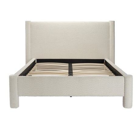 Rosa White Boucle Fabric Bed Frame - FurniComp
