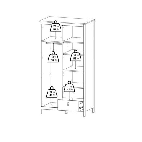 Rowan 100cm 2 Door 2 Drawer Mirrored Wardrobe-Black - FurniComp